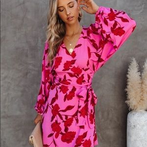 BY HEART FLORAL WRAP DRESS